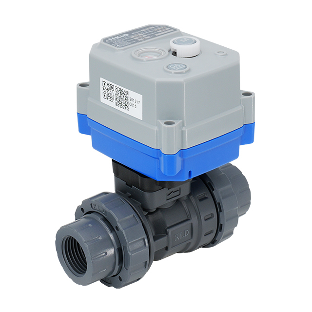 KLD30S/SJ Valvola a sfera motorizzata in plastica a 2 vie con doppi raccordi (UPVC)